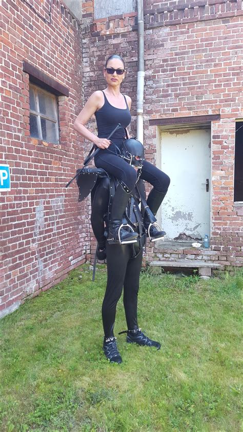 ponyplay femdom|Female domination ponyplay shoulder horse riding